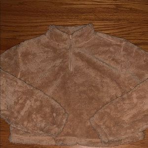 Faux fur cropped hoodie (brand new)